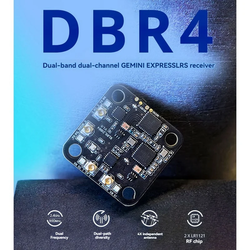 ABYC For RadioMaster DBR4 2.4G/915MHz ELRS Receiver Dual-Band Dual-Channel Gemini Receiver for FPV Drone DIY Parts