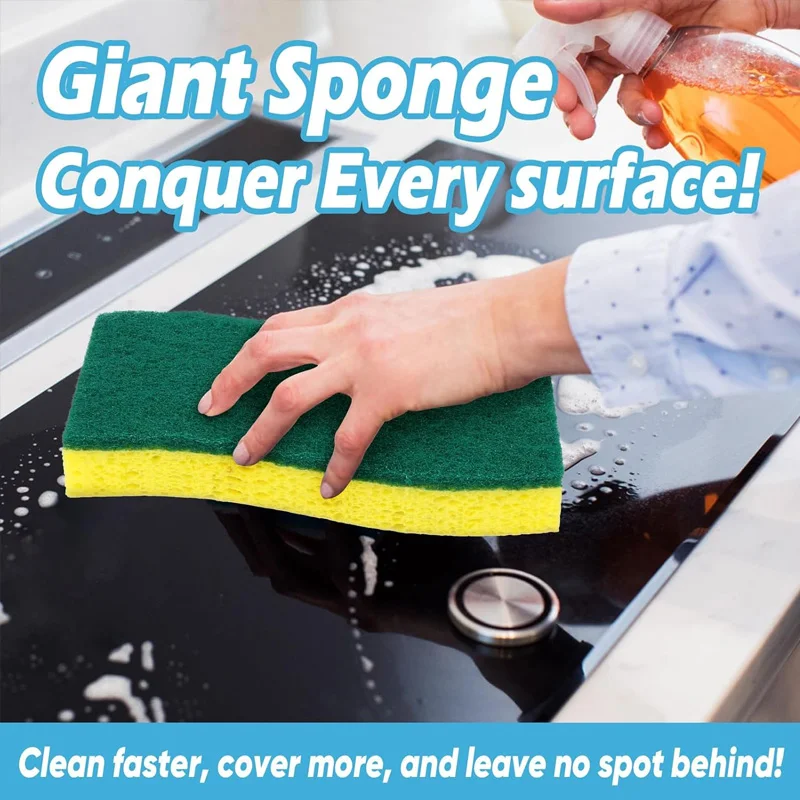 إسفنجة نبض خشبية مكونة من 3 طبقات - إسفنجة أطباق سريعة الجفاف للمطبخ، تنظيف على الوجهين، غير قابلة للخدش ومقاومة للرائحة (Nat) #3