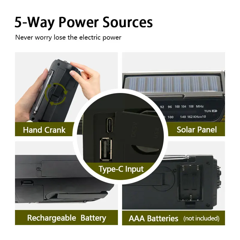 Radio a manovella alimentata ad energia solare, AM/FM/WB, batteria ricaricabile da 4000 mAh, con torcia e funzione di allarme SOS,giallo | Leroy Merlin Radio a manovella alimentata ad energia solare, AM/FM/WB, batteria ricaricabile da 4000 mAh, con torcia e funzione di allarme SOS,giallo | Leroy Merlin