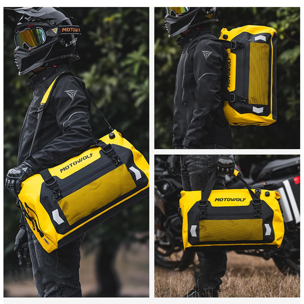 مقاوم للماء 40L 66L 90L دراجة نارية الذيل حقيبة العالمي عودة حقيبة المقعد سكوتر السفر الدراجات الرياضة الأمتعة حقيبة جافة لفة حزمة