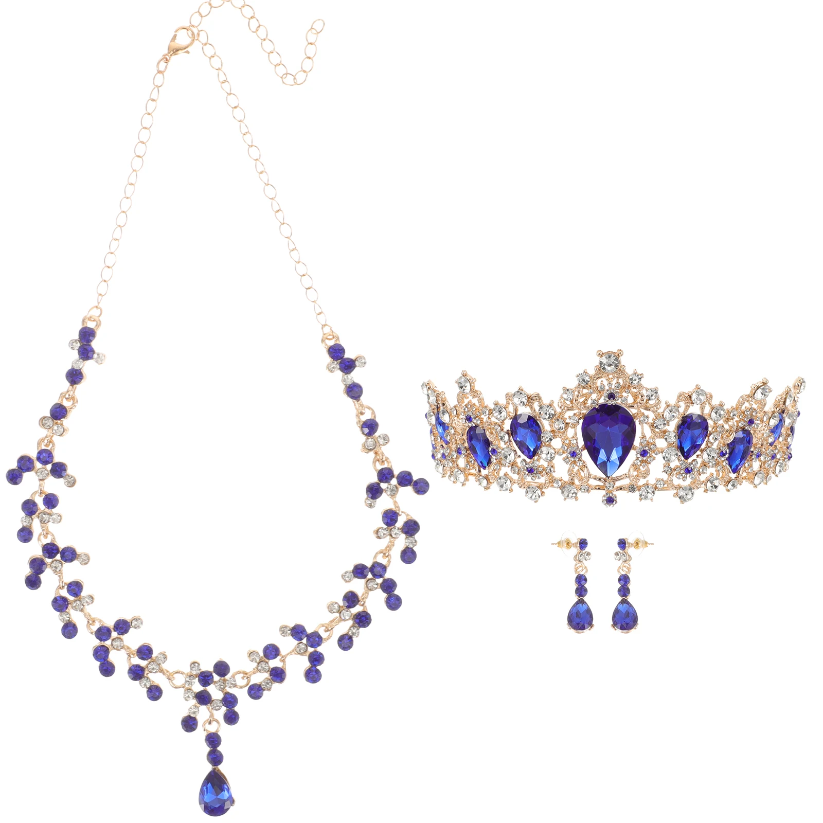 Stylish Bride Necklace Earring Set Wedding Jewelry Elegant Accessories Party Costume Women Female Red