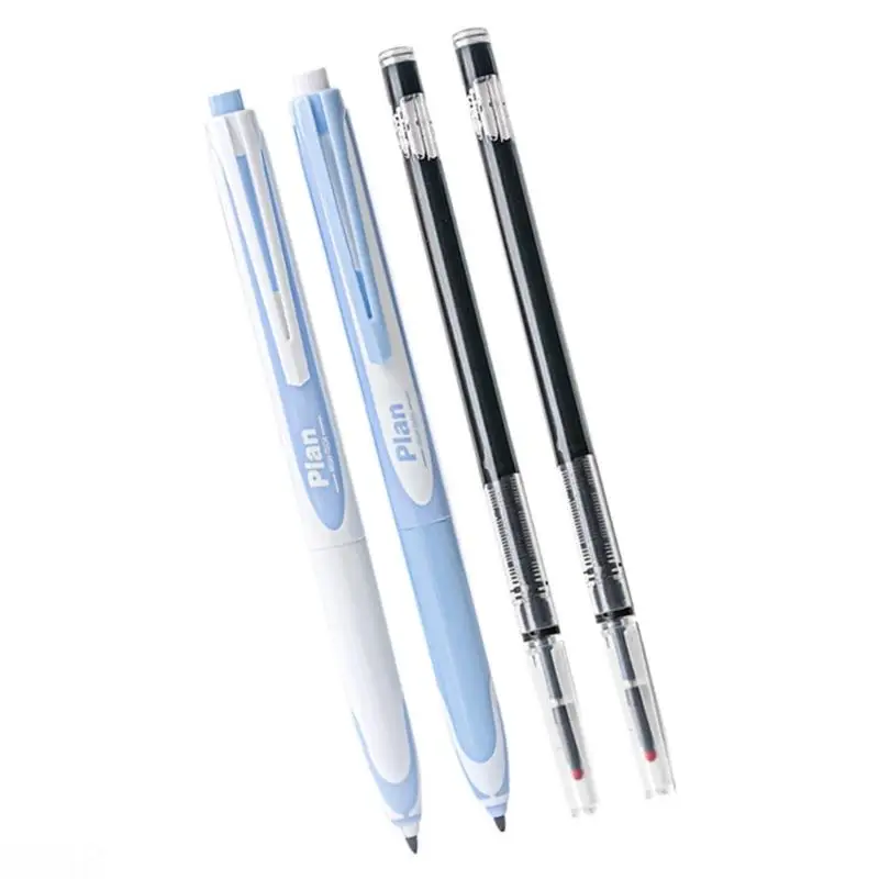 

D08B 2 шт., выдвижная гелевая ручка с 2 стержнями для ручек, быстросохнущая гелевая ручка с чернилами