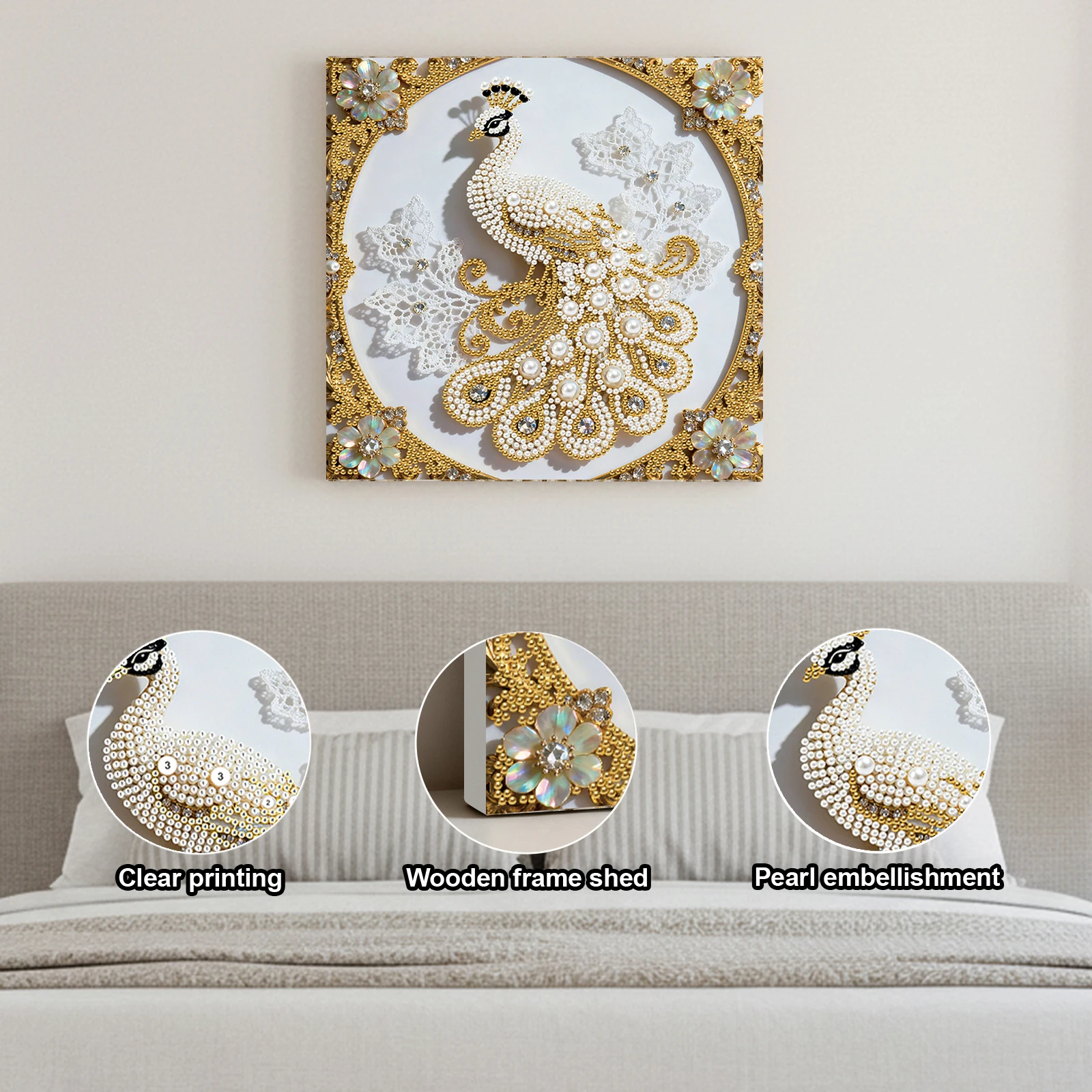 

DIY Pearl Dot Painting for Adults Beginners Home Wall Decor Pearl Gem Paintings Picture Arts Craft 25x25cm With Frame