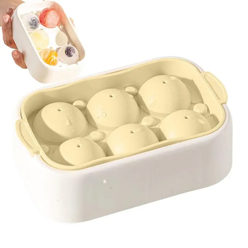 Ice Cube Trays For Freezer Spill-Resistant Ice Tray With Bin 6 Holes Ice Freezer Container With Lid Ice Cube Storage Container