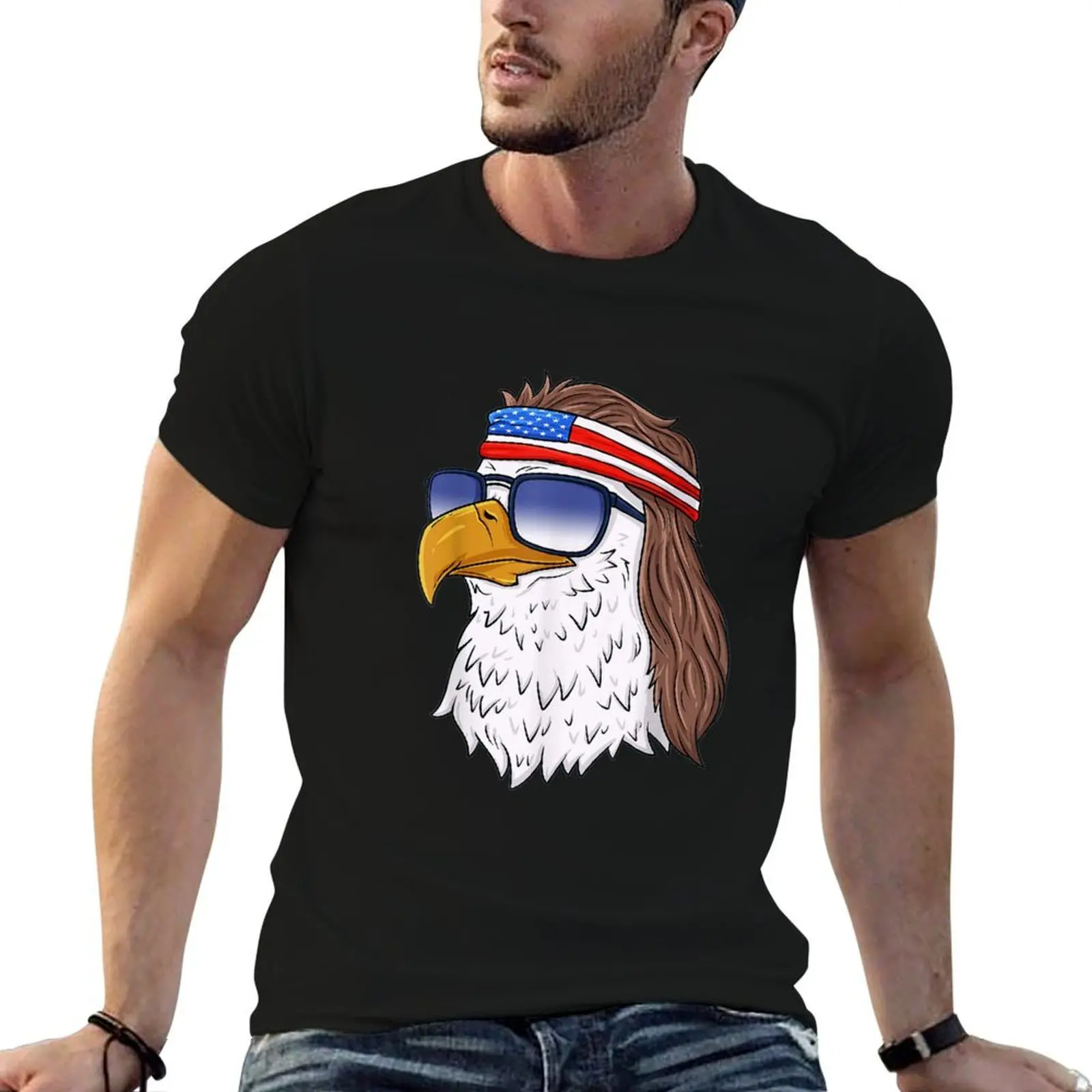 

American Bald Eagle Mullet 4th Of July Funny USA Patriotic T-Shirt t shirts cotton 100% man t shirts for men T-Shirt