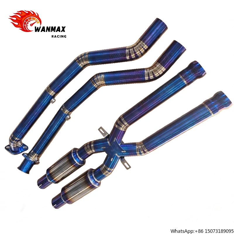 Performance Titanium Valvetronic Exhaust Front Middle X Pipe for  E90 E93 E92 M3 Exhaust view 3
