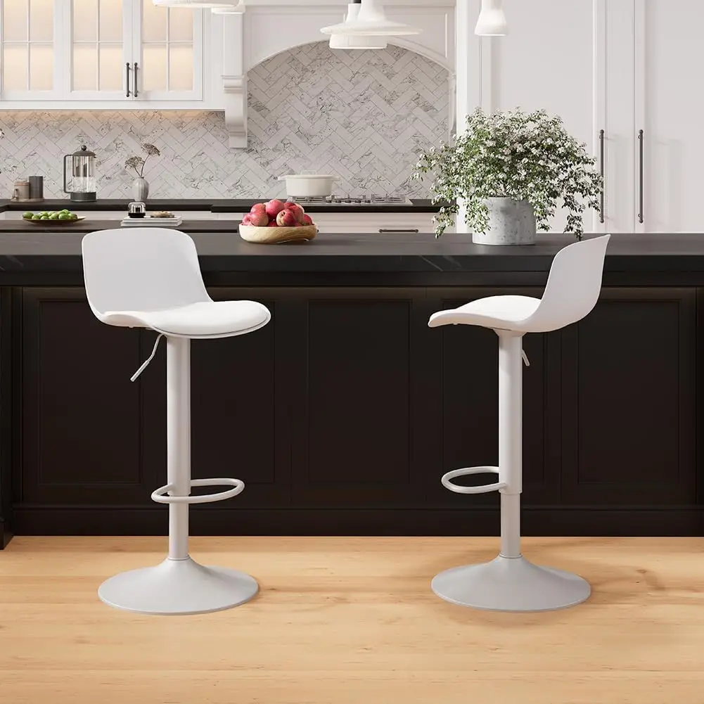 

Kidol & Shellder Bar Stools Set of 2 Adjustable Height Swivel Counter Barstools with Back Modern PU Leather upholstered Kitchen