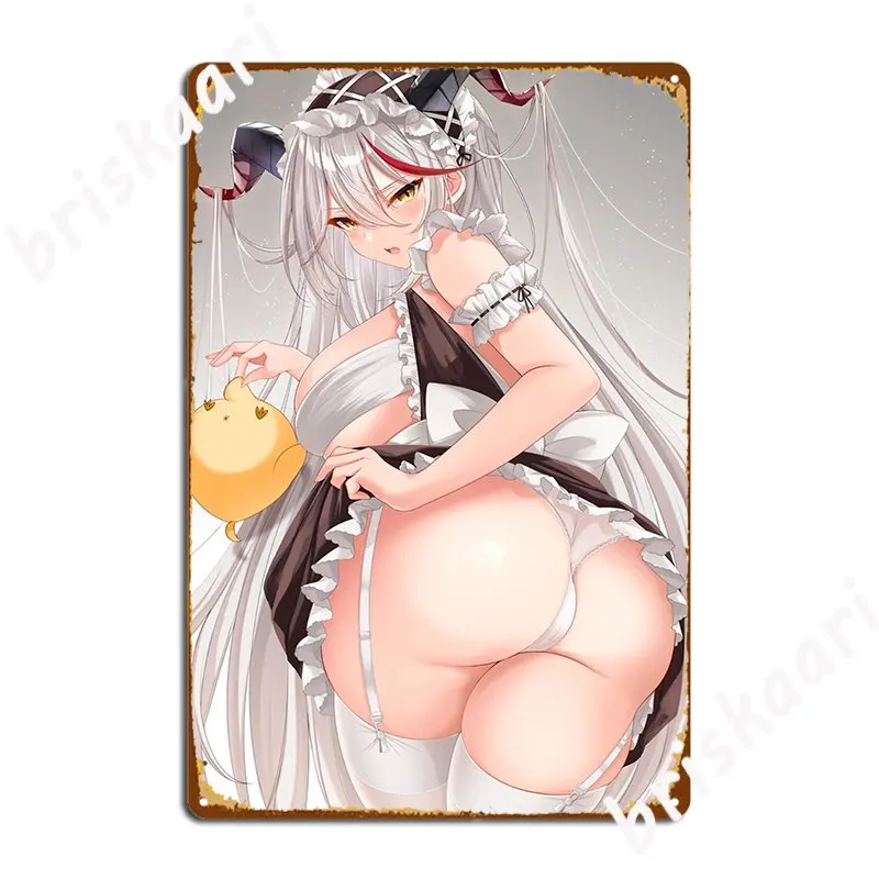 Sexy Aegir Boobs Tits Panty Ass Thighs Butt Azur Lane Al Lewd Hentai Metal Plaque Poster Club Bar Retro Tin Sign Poster