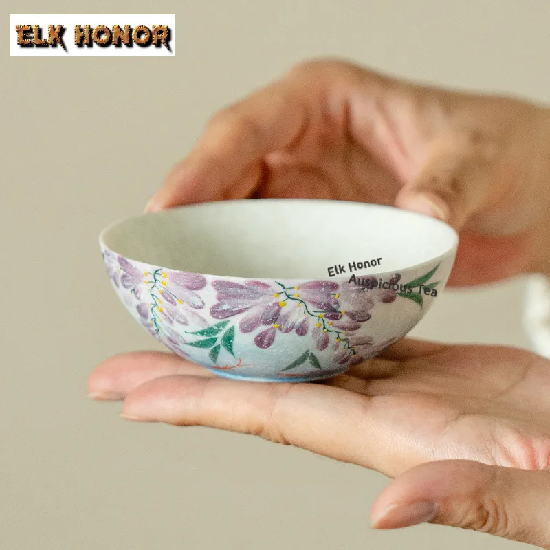 100ml Wisteria Starry Sky Blue Dust Teacup Antique Tea Bowl Mug Tea-tasting Personal Cup Chazhan Master Cups Tea Item Collection