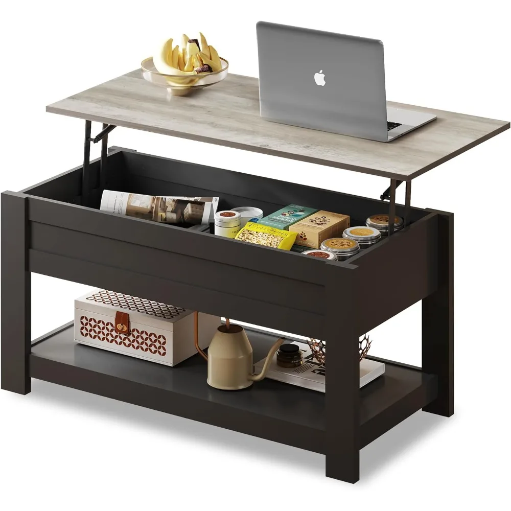 

Coffee Table, 39" Lift Top Coffee Table with Hidden Compartment and Storage Shelf for Living Room,Greige