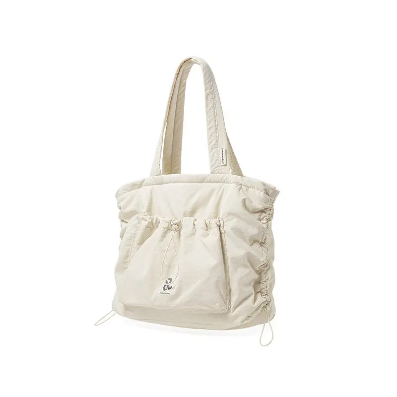 Fashionable New Pleated Waterproof Nylon Fabric Horizontal Square Large Capacity Casual Simple Single Shoulder Tote Bag Trendy