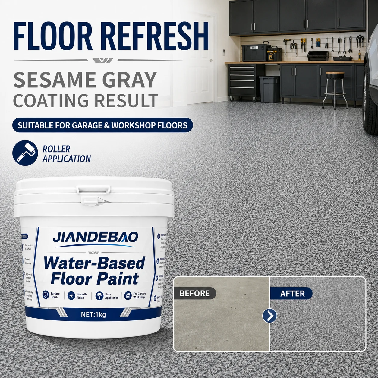 Water-Based Colored Sand Floor Paint Sesame Grey Eco-Friendly Industrial Commercial Coating