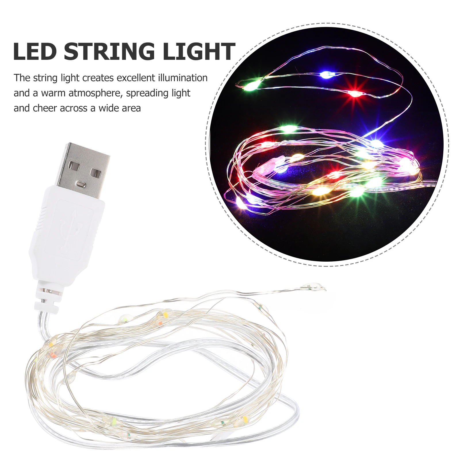 

USB LED String Light Creative Festival Party Decor Zinc Alloy Copper Easy Use Reusable Warm Atmosphere Christmas Light