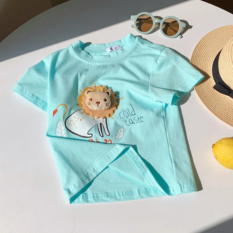 2-10T Summer Infant T Shirt Toddler Kid Baby Boy Girl Clothes Short Sleeve Dog Print Tshirt Cute Sweet Casual Tee Top Outfit