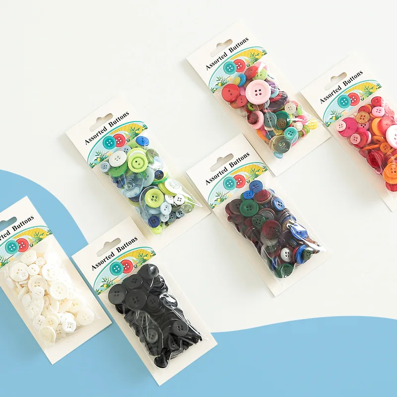 

New Style Mixed Color Buttons Diy Handmade Materials Student Creative Paste Resin Round Buttons Simple Creativity