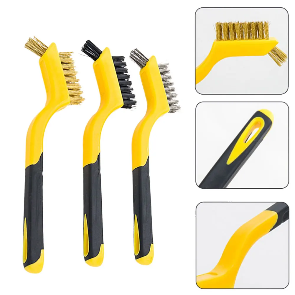 1 Pc Wire Brush Brass Nylon Stainless Steel Brush 180mm Rust Remover Metal Clean Polishing Hand Cleaning Manual Tools