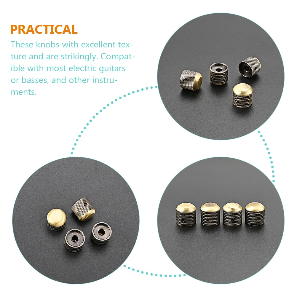 

4pcs Metal Guitar Volume Knobs Electric Bass Tone Control Replacement Potentiometer Caps For Instrument Amplifier Compatible