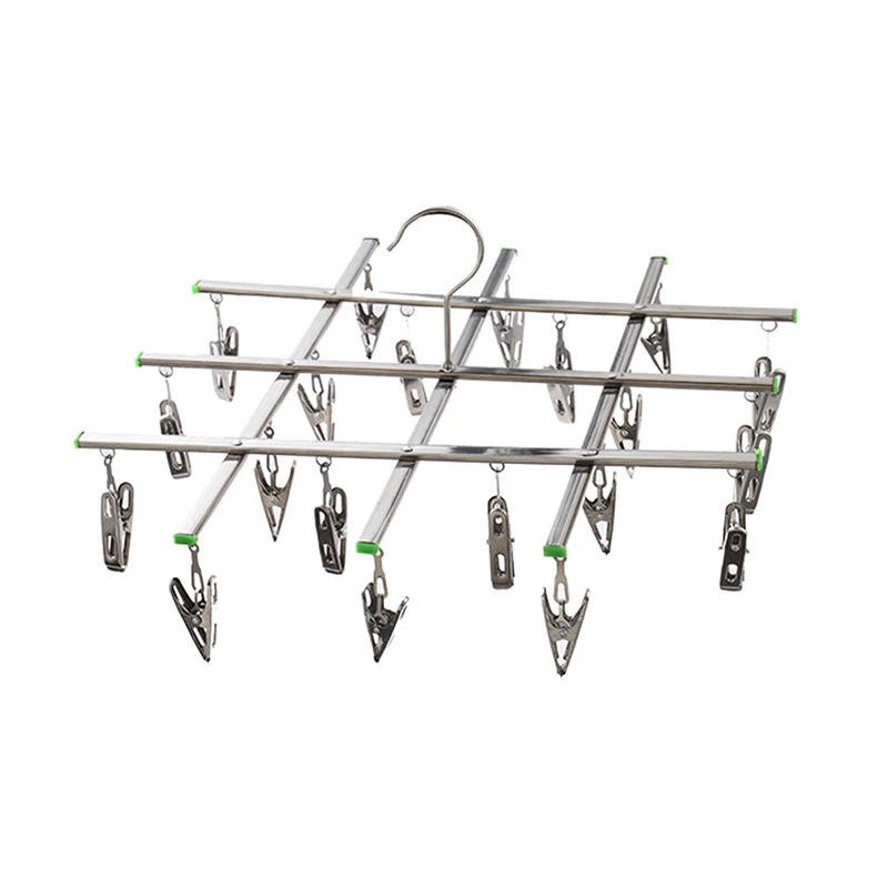 Foldable Stainless Steel Underwear Sock Dryer Laundry Rack Flat Head Clothes Hanger Airer Rust Resistant Strong Grip Clip 2023