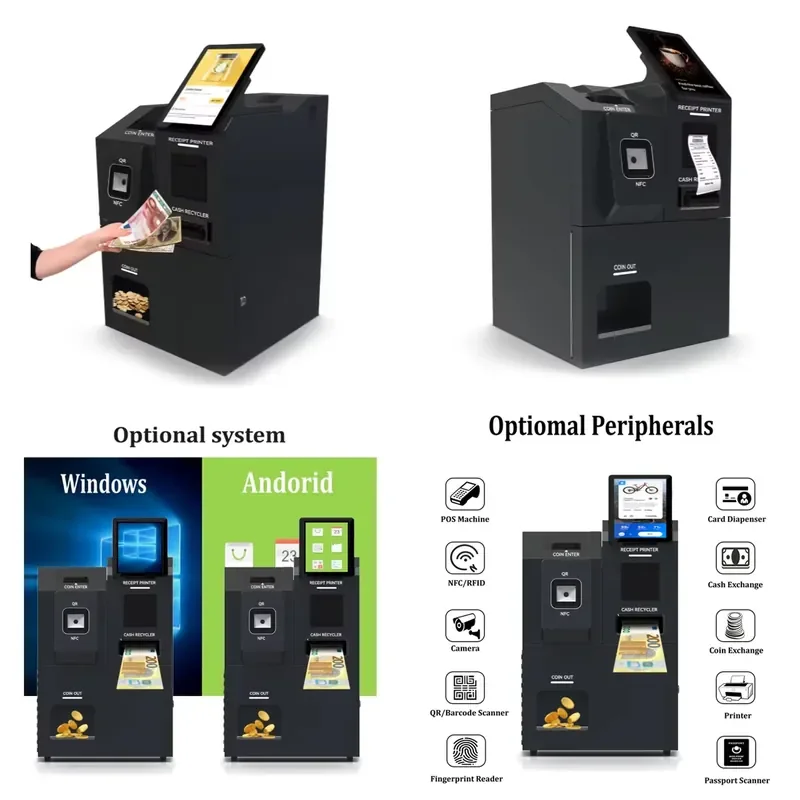 10.1 Inch Self Service Payment Kiosk Coin Cash Support Self Ordering Queue Management Inquiry Terminal Currency Machine
