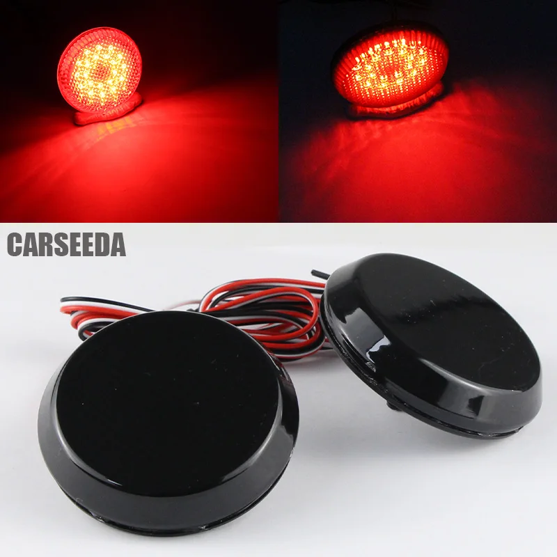 2PCS 5.8CM Round LED Rear Bumper Reflector Tail Light Brake Lamp for Toyota Highlander Sequoia Noah Fortuner Mitsubithi ASX