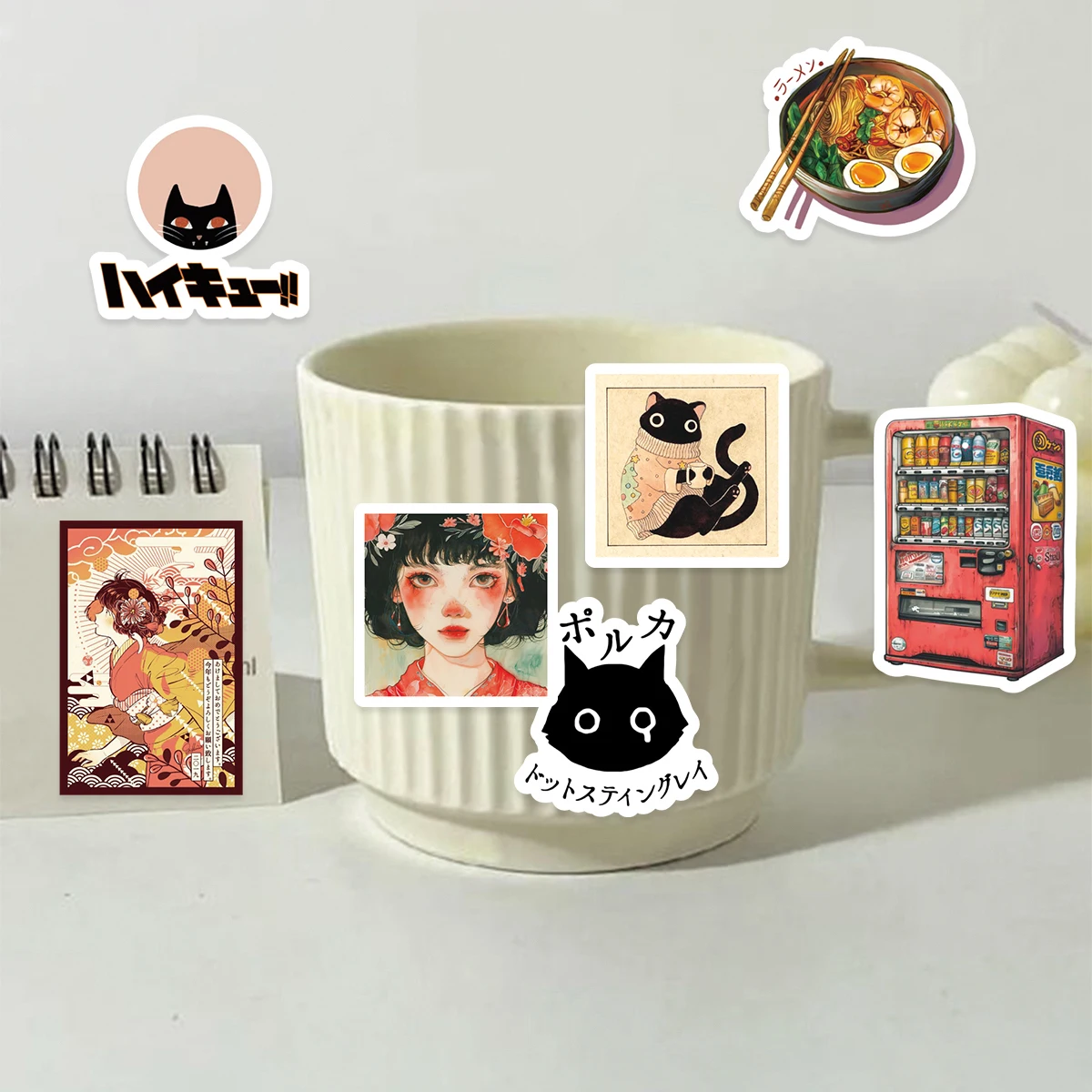 30pcs Classic Japanese Girl Graffiti Stickers Decorated Notebook Water Cup Diary Suitcase Guitar Student Stationery PVC Decals