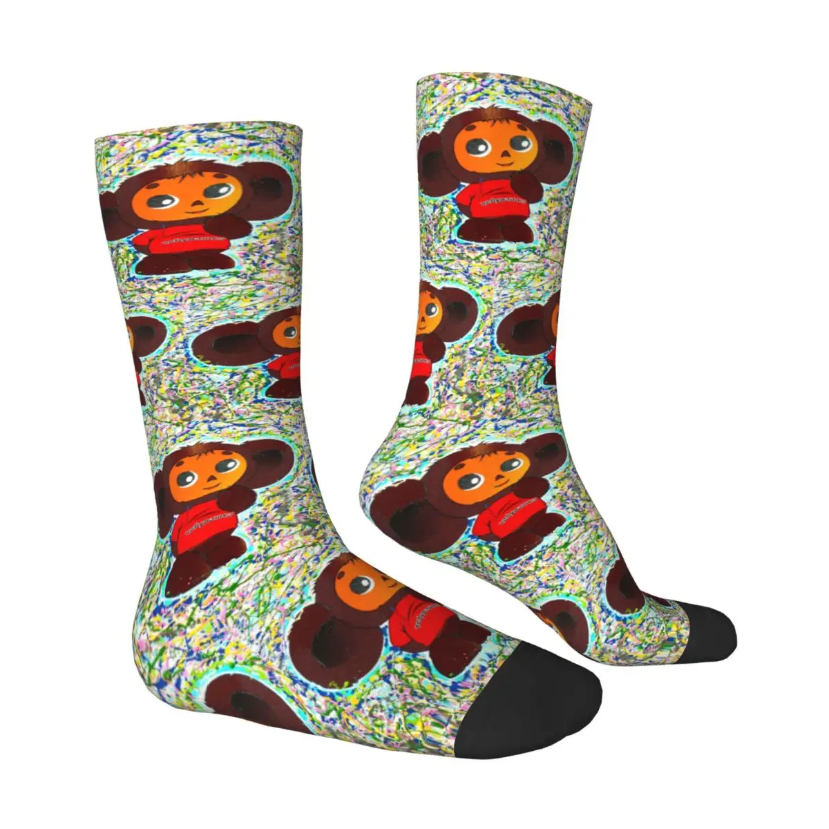 Cheburashka Canvas Logo Socks Funny Stockings Winter Non-Slip Unisex Men Socks Soft Design Outdoor Socks