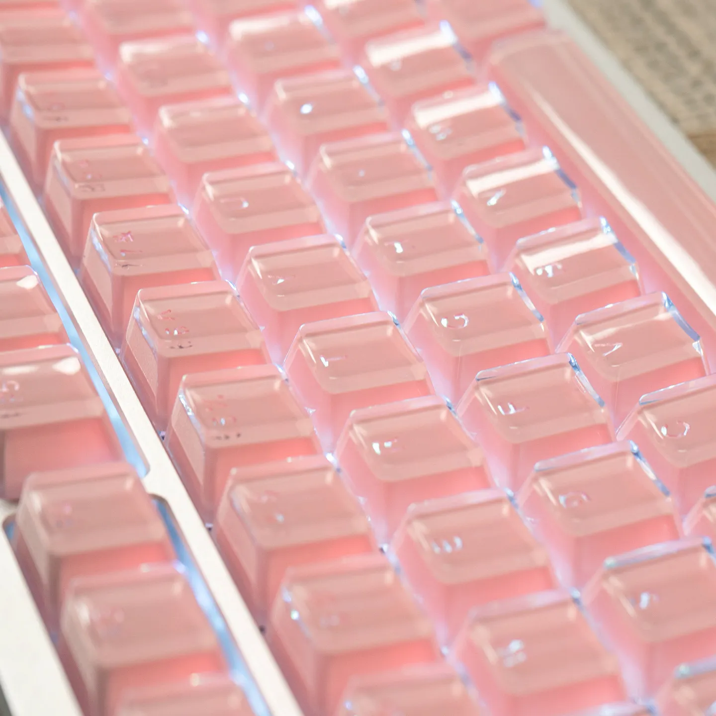 Mintcaps Pink Crystal Keycaps 123 Keys Custom Jelly Keycaps OEM Profile for Cherry MX Switches Mechanical Keyboard