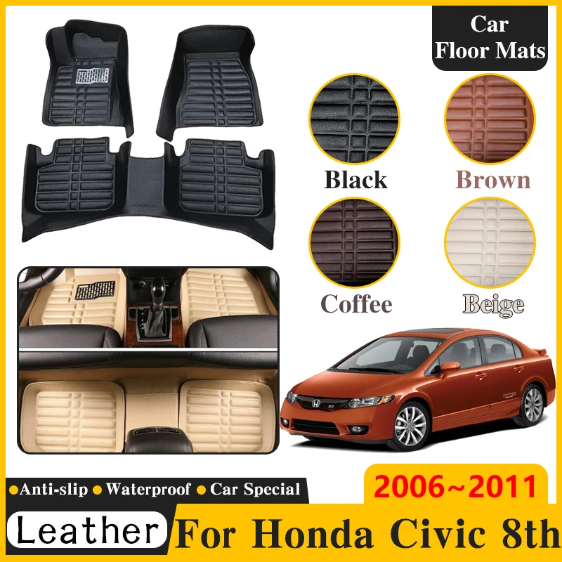 

LHD For Honda Civic MK8 2006~2011 8th Gen FA FD FG Car Floor Mat Leather Panel Liner Carpet Custom Foot Part Interior Accesories