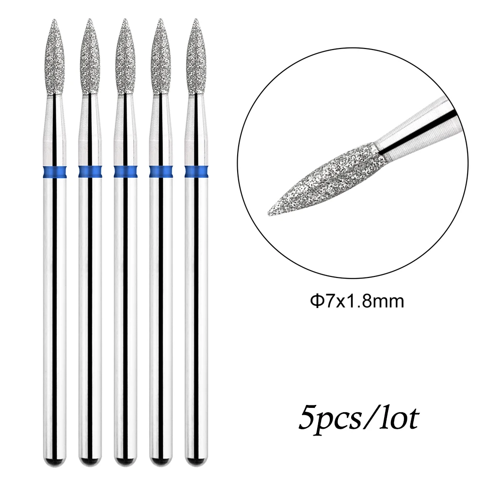 TP 5 teile/los Diamant Nagel Bohrer Bits 3/32'' Flamme Nagel Bits Elektrische Fräser Für Maniküre Rotary Häutchen sauber Nagel Werkzeuge