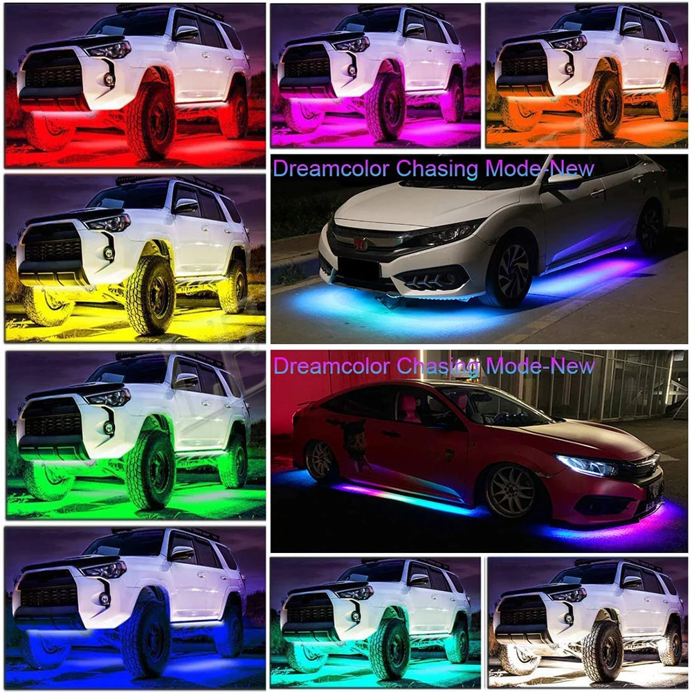 NLpearl Neon Car Underglow Light Remote/APP Control Flexible LED Strip Car LED RGB Underbody Light Atmosphere Decorative Lamp