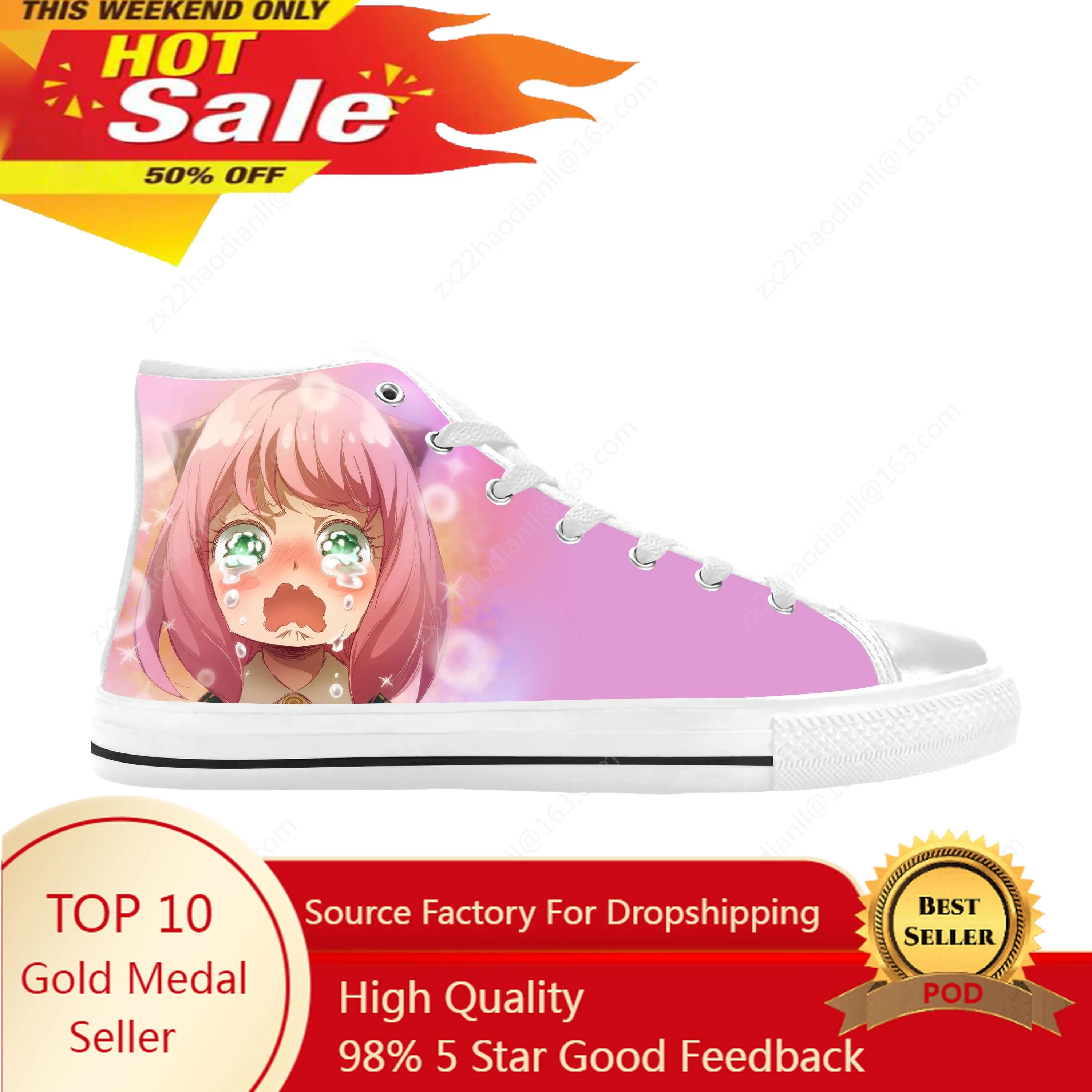 

Hot Japanese Anime Manga Spy X Family Anya Forger Casual Cloth Shoes High Top Comfortable Breathable 3D Print Men Women Sneakers