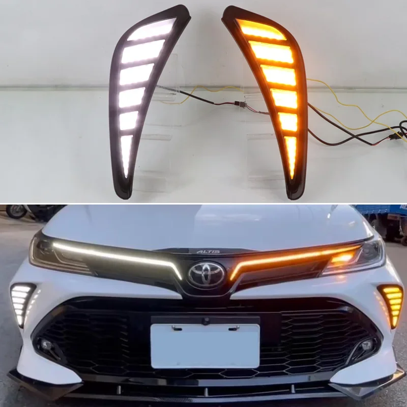 

LED Daytime Running Light For Toyota Corolla GR Sport 2021 2022 Yellow Turn Signal Car Headlight DRL Fog Lamp Daylights