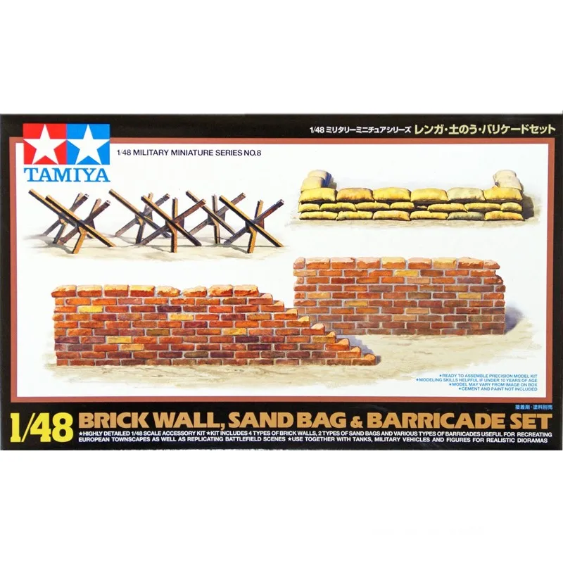 Tamiya Plastic Assembled Military Model 1/48 Scale Scene Accessories Wall Sandbag Obstacles War Scenario Model Kit 32508