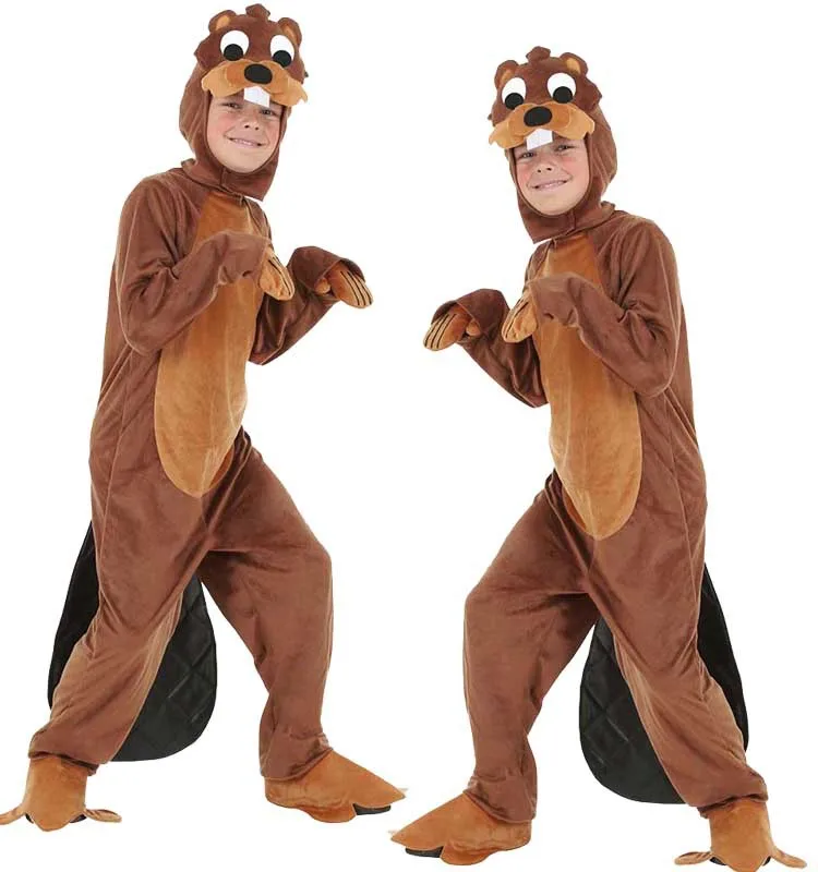 

Children's Beaver Costume Kids Animal Onesie Halloween Party Clothing Set Fancy Dress Up