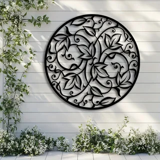 Elegant Black Metal Mandala Wall Art, 15.7inch x 15.7inch- Bohemian Spiritual Home Decor, Yoga and Garden, Indoor/Outdoor Iron P