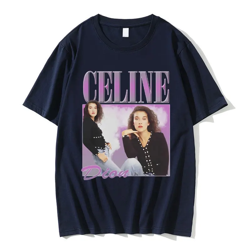 Singer Seline Dion Graphic T-shirt Men Women Hip Hop Oversized Tshirt Male Vintage T Shirt Men's Casual Cotton Short Sleeve Tees