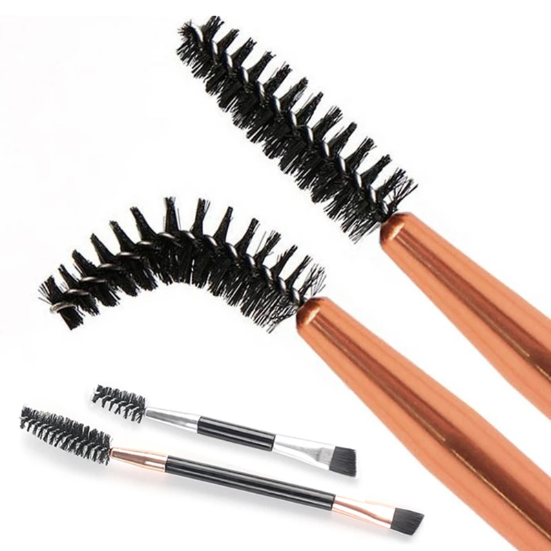 1-10pcs Soft Eyelash Brushes Double head Scroll Eyebrow Brush Contouring Eye Brow Brushes Eyes Blending Cosmetic Makeup Tools