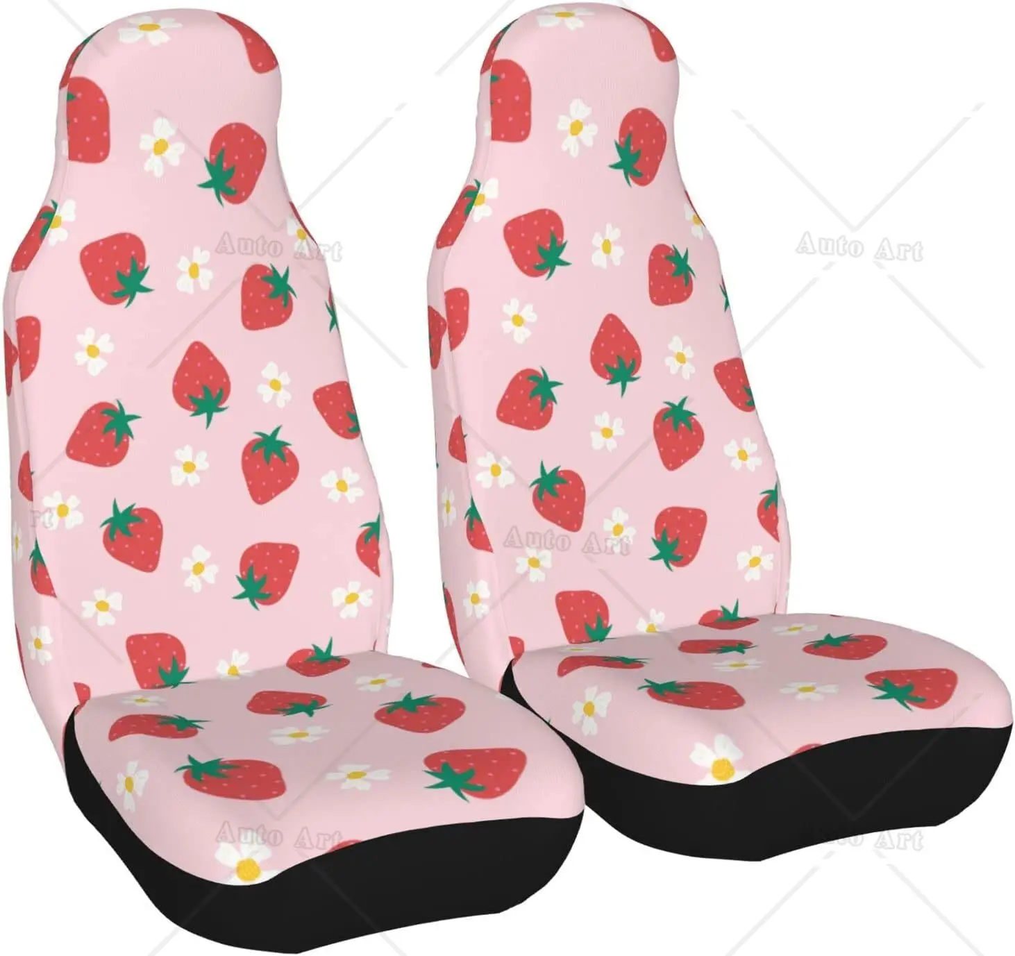 Набор чехлов на автомобильные сиденья с цветами клубники, Универсальные Передние Автомобильные сиденья, универсальная защита для автомобиля, подходит для большинства автомобилей, грузовиков
