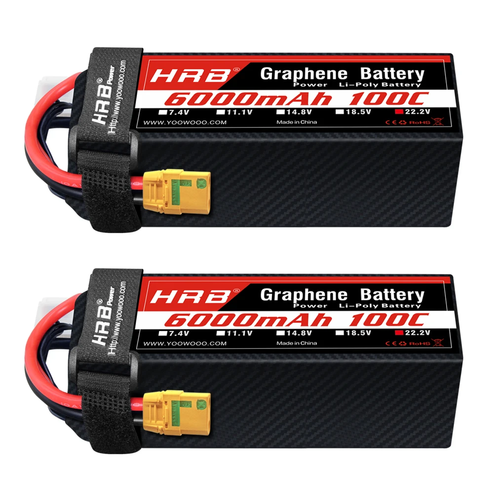 HRB 6S 6000mah Graphene Battery 100C 22.2V RC Lipo Battery with XT90-S Anti Spark Connector for RC helicopter Airplane RC Boat