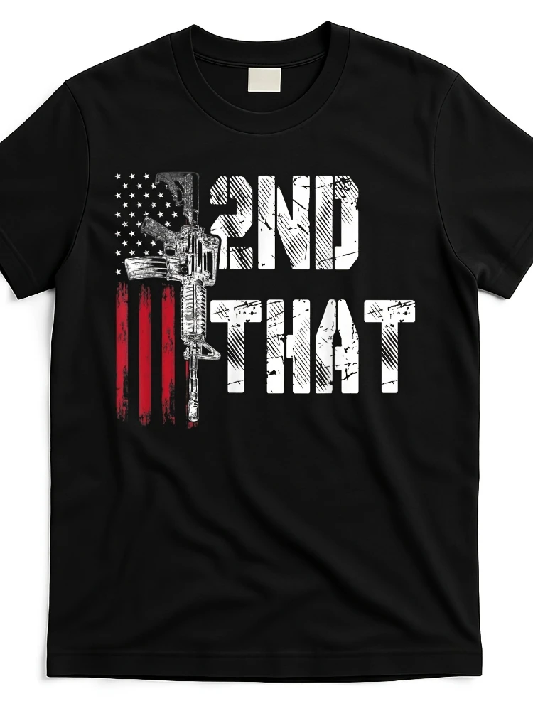 Retro Classic Patriotic 2nd Amendment AR-15-American Flag Design-100%cotton O-neck short sleeve printed men's T-shirt.
