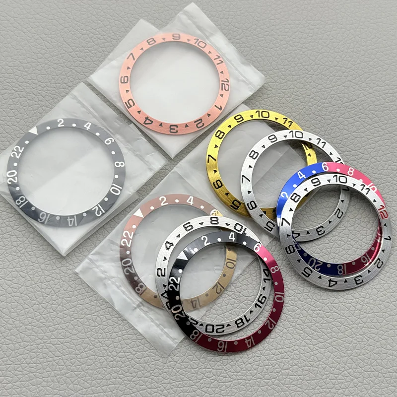 GMT 38MM Sloping Diving Aluminum GMT Watch Insert Watch Replace Watch Bezel Inserts Ring NH35 NH36 NH34 Watch Part