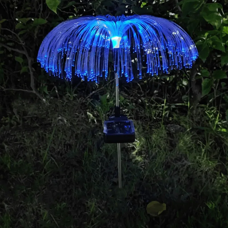 Luz Solar de medusas que cambia de Color, luz de fuegos artificiales, lámpara de césped de fibra óptica para exteriores, decoración de paisaje, luz