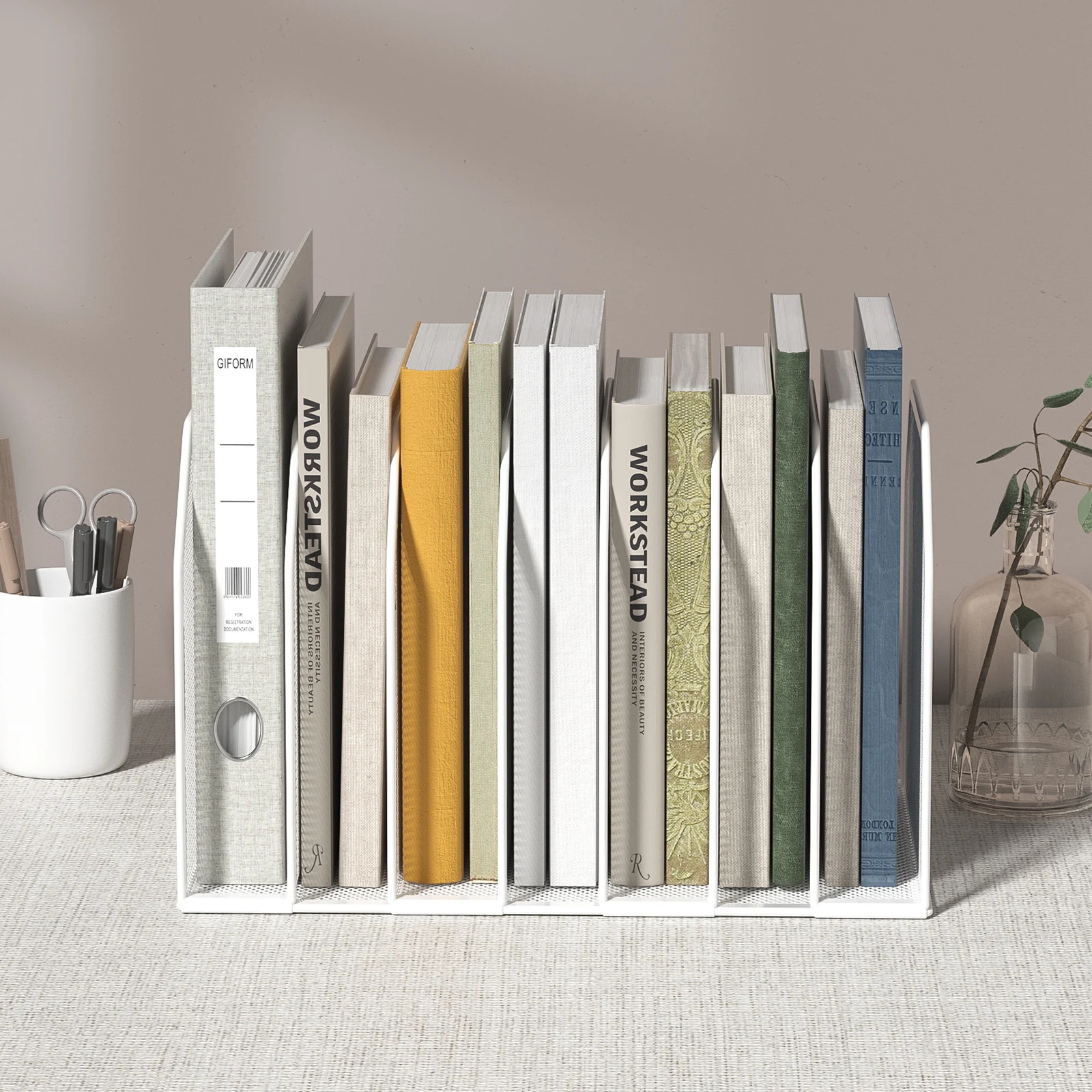 

Металлическая 7-сегментная стойка для хранения папок с файлами для стола | Вертикальная офисная стойка для файлов | Сверхмощный сетчатый сортировщик файлов для книг, переплетов