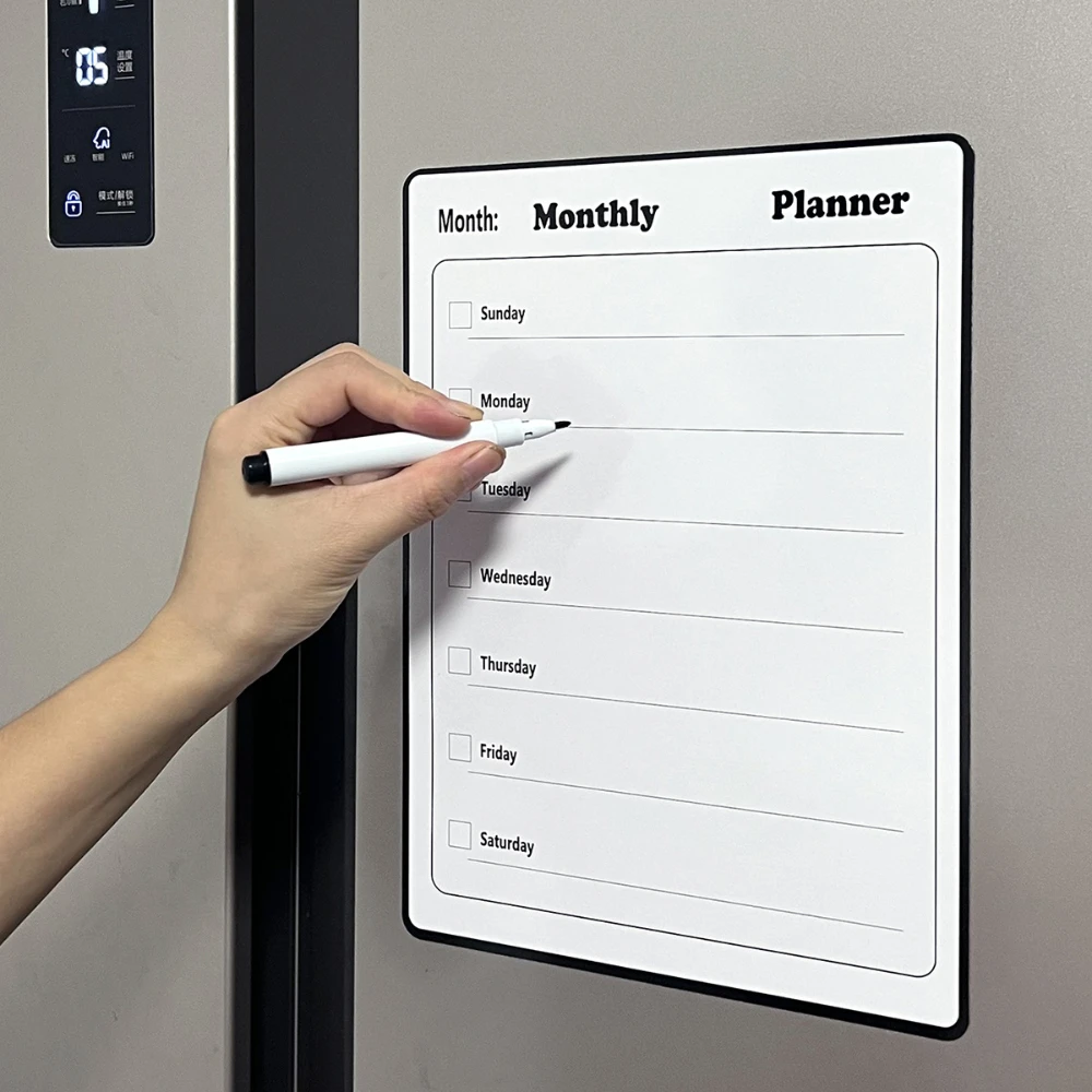 Magnetic Reusable Refrigerator Dry Erase Calendar Monthly Planner Whiteboard Record Message Board Memo Pad Fridge Magnets