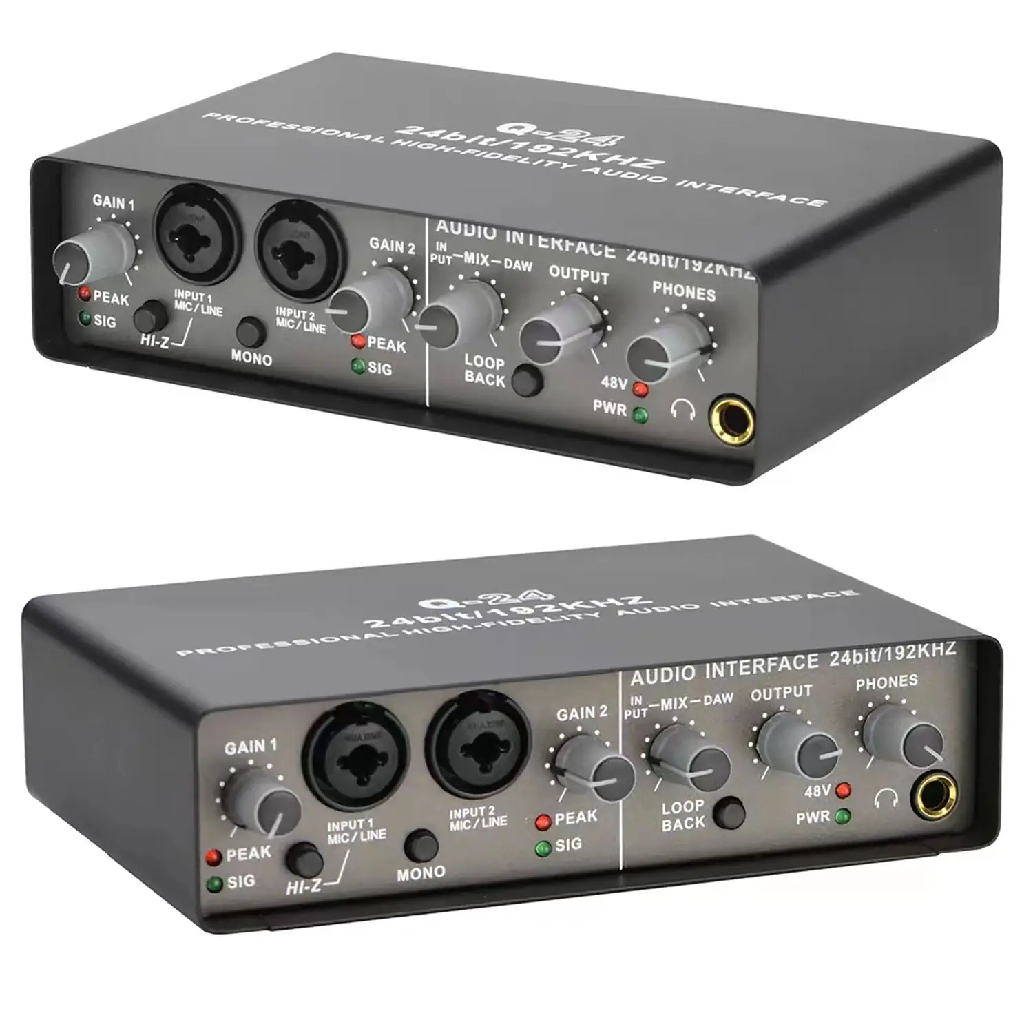 USB Interfaz de audio professional 6.35 XLR Input Audio Interfaces Recording Studio External Sound Card Mixer 24Bit 194KHz