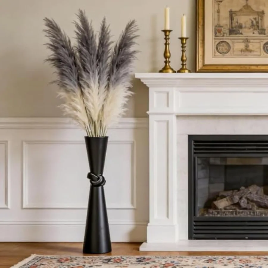 Tall Black Floor Vase 23.6 Glossy Resin for Pampas Grass Dried Flowers Modern Farmhouse Indoor Decor view 3