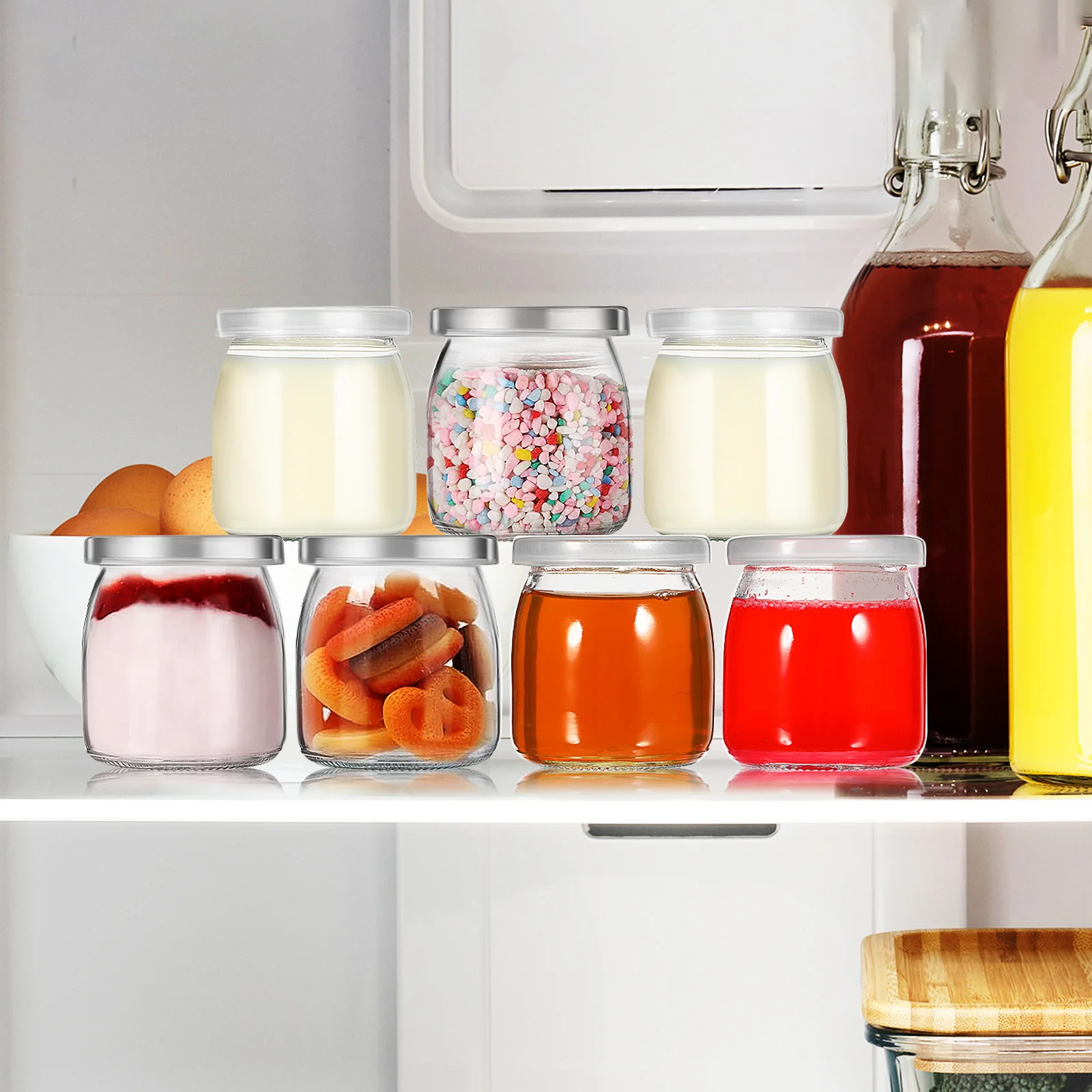 

12Pcs Heat Resistant Pudding Bottles Glass Dessert Jars 200Ml Portable Sealable Containers for Yogurt Mousse Jelly Storage