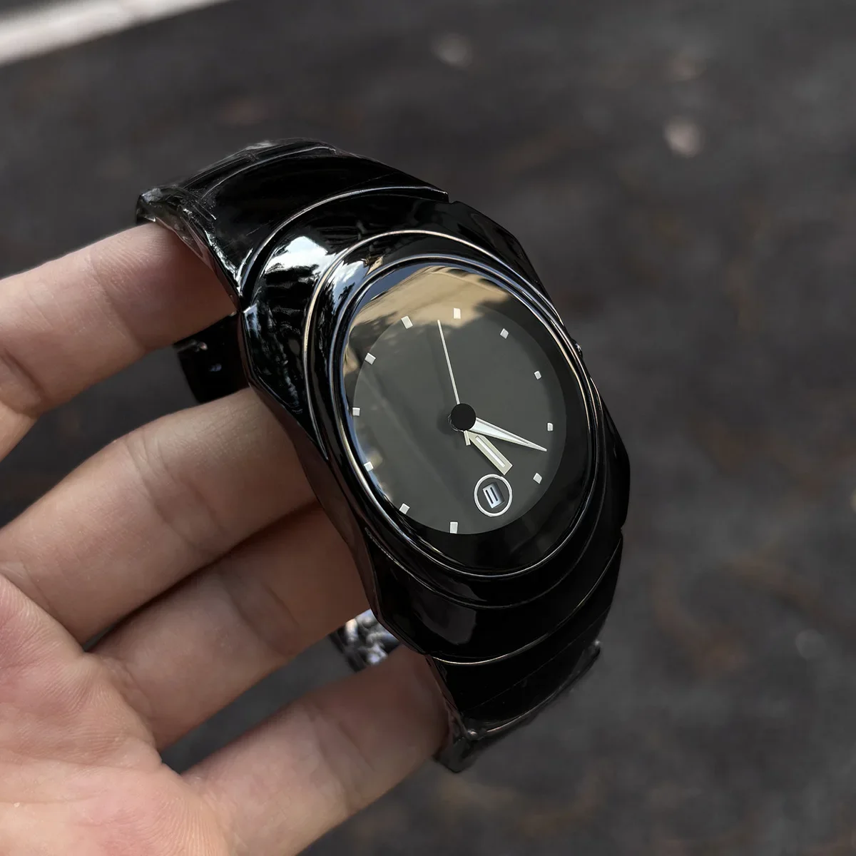 Unique Y2k Alien Style Green Dial Creative Blade Design Quartz Watch Mens Special Fashion Steel Men Watch Personalize AAA Clock