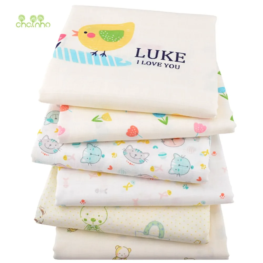 Chainho,Printed Double Layer Cotton Gauze Fabric,DIY Sewing Quilting Material,Cloth For Baby Bath Towel,Diapers,Cartoon Series