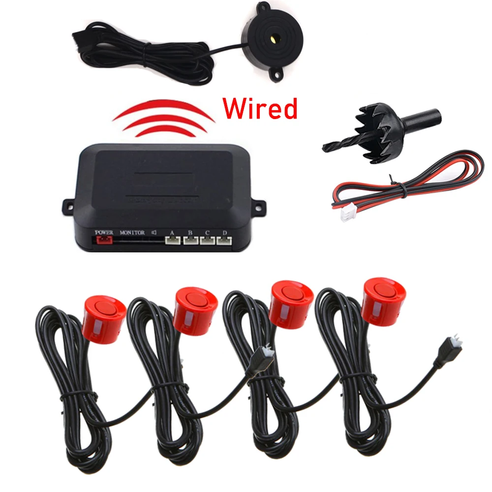 Universal 4 Sensoren Summer 22mm Auto Parkplatz Sensor Kit Reverse Backup Radar Sound Alarm Anzeige Sonde System 12V für Ford BMW – Detail 10